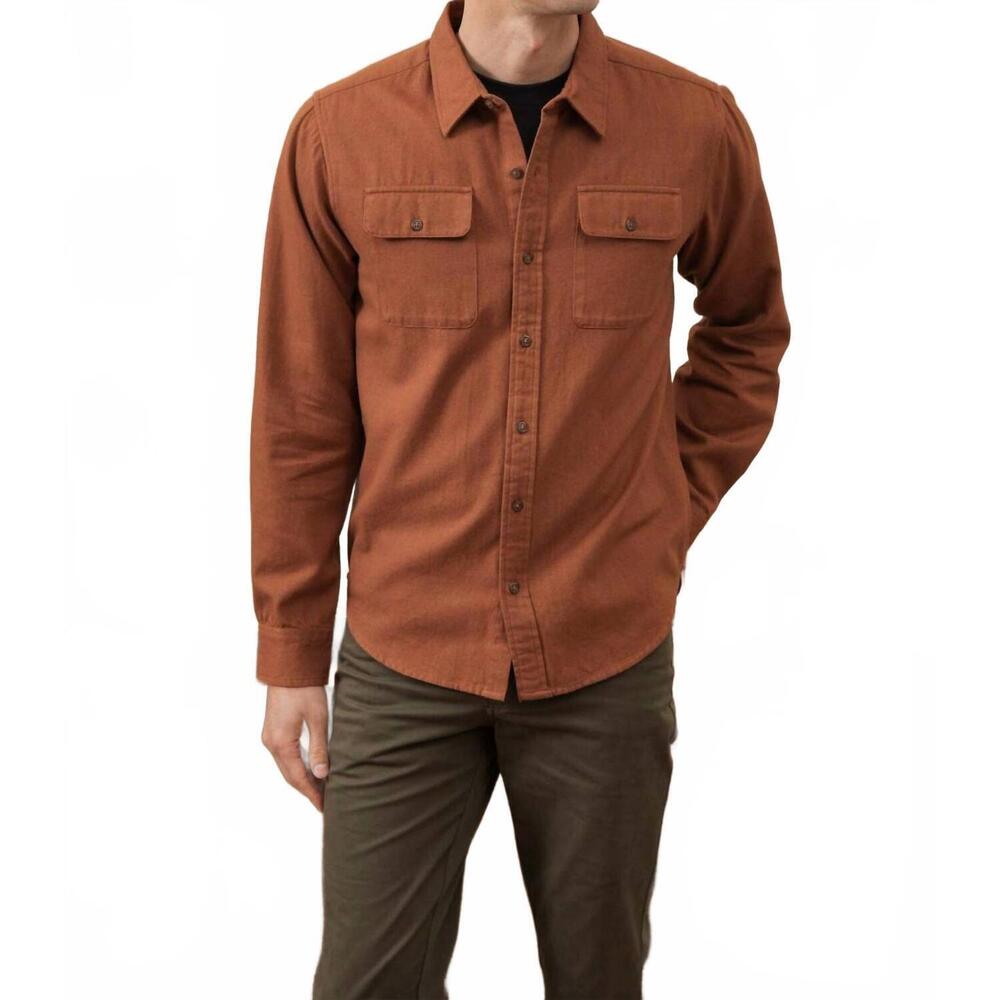 NEW BRIDGE & BURN bedford shirt in terracotta melange